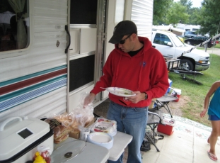 Zach KC9NOK, loading up for another round of those Great Brats!!!!!!